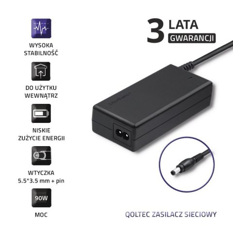 Qoltec Zasilacz Qoltec 50089.90W do notebooka Samsung (19 V; 4,74 A; 90W; 5.5 mm x 3.5 mm) Qoltec Zasilacz Qoltec 50089.90W do notebooka Samsung (19 V; 4,74 A; 90W; 5.5 mm x 3.5 mm)