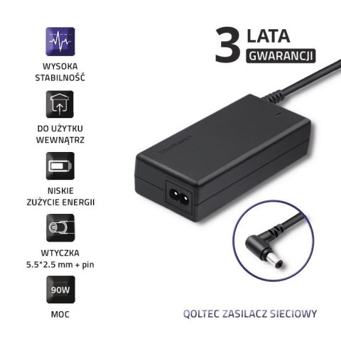 Qoltec Zasilacz Qoltec 50090.90W do notebooka Toshiba (19 V; 4,74 A; 90W; 5.5 mm x 2.5 mm) Qoltec Zasilacz Qoltec 50090.90W do notebooka Toshiba (19 V; 4,74 A; 90W; 5.5 mm x 2.5 mm)