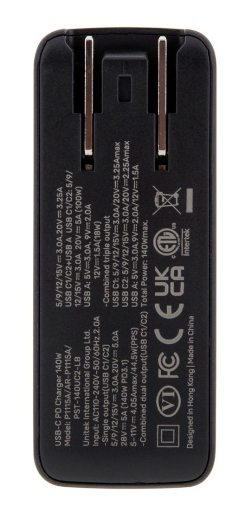 UNITEK UNITEK ŁADOWARKA GAN 2X USB-C, USB-A, 140W UNITEK UNITEK ŁADOWARKA GAN 2X USB-C, USB-A, 140W