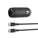 Belkin BELKIN ŁADOWARKA SAMOCHODOWA 30W USB-C, PD,PPS, CZARNA + KABEL USB-C