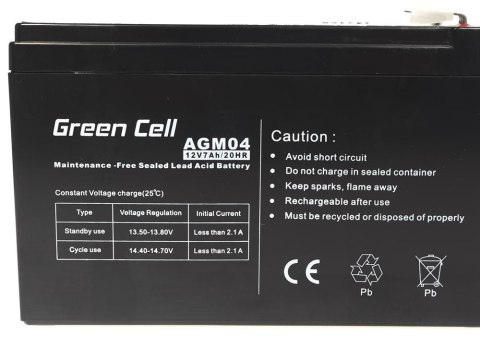 Green Cell GREEN CELL AKUMULATOR ŻELOWY AGM04 12V 7AH Green Cell GREEN CELL AKUMULATOR ŻELOWY AGM04 12V 7AH