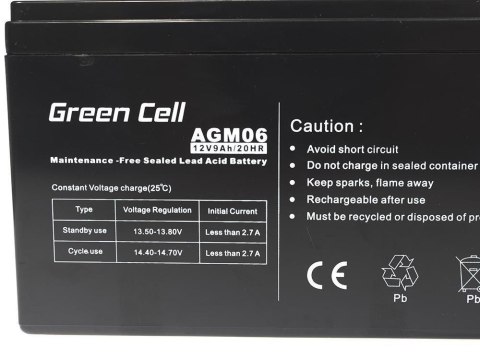 Green Cell GREEN CELL AKUMULATOR ŻELOWY AGM06 12V 9AH Green Cell GREEN CELL AKUMULATOR ŻELOWY AGM06 12V 9AH
