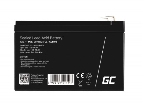 Green Cell GREEN CELL AKUMULATOR ŻELOWY AGM08 12V 14AH Green Cell GREEN CELL AKUMULATOR ŻELOWY AGM08 12V 14AH
