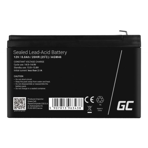 Green Cell GREEN CELL AKUMULATOR ŻELOWY AGM46 12V 8AH Green Cell GREEN CELL AKUMULATOR ŻELOWY AGM46 12V 8AH