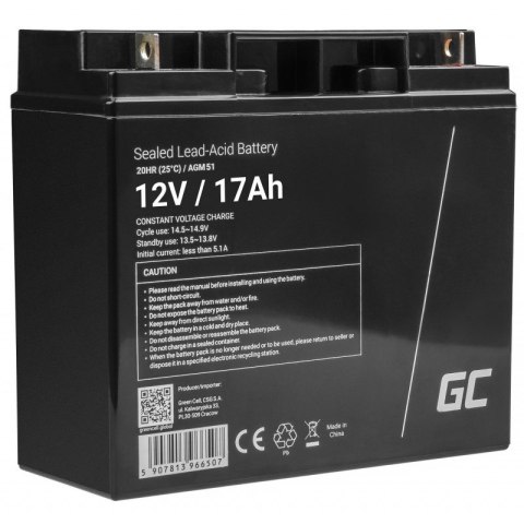 Green Cell GREEN CELL AKUMULATOR ŻELOWY/AGM AGM51 12V 17AH Green Cell GREEN CELL AKUMULATOR ŻELOWY/AGM AGM51 12V 17AH