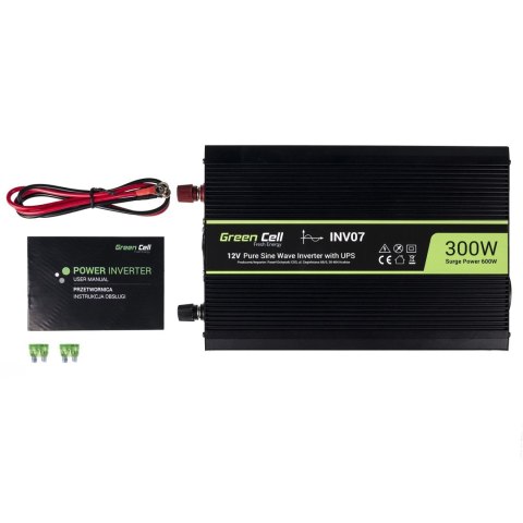 Green Cell GREEN CELL PRZETWORNICA INV07 12V-230V 300W/600W CZYSTA SINUSOIDA Green Cell GREEN CELL PRZETWORNICA INV07 12V-230V 300W/600W CZYSTA SINUSOIDA