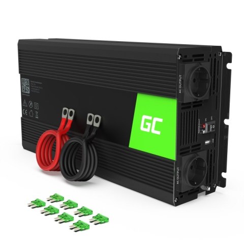 Green Cell GREEN CELL PRZETWORNICA INV24 24V-230V 1500W/3000W MODYFIKOWANA SINUSOIDA Green Cell GREEN CELL PRZETWORNICA INV24 24V-230V 1500W/3000W MODYFIKOWANA SINUSOIDA