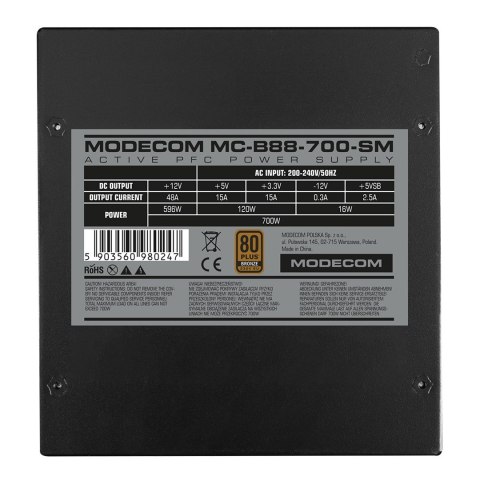 MODECOM MODECOM ZASILACZ MC-B88-700SM 80+ BRONZE 230V EU MODECOM MODECOM ZASILACZ MC-B88-700SM 80+ BRONZE 230V EU