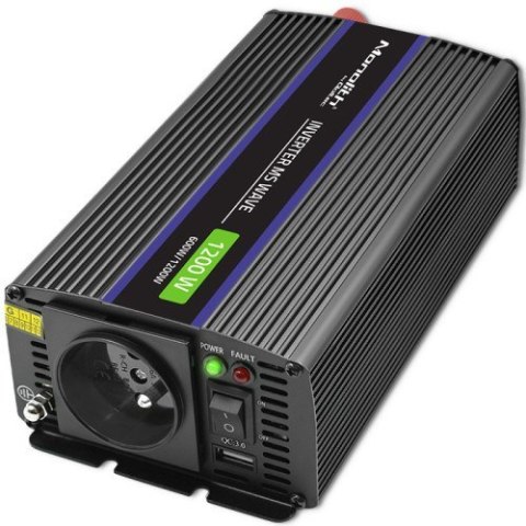 Qoltec QOLTEC PRZETWORNICA NAPIĘCIA MONOLITH 1200 MS WAVE | 12V NA 230V | 600/1200W | USB Qoltec QOLTEC PRZETWORNICA NAPIĘCIA MONOLITH 1200 MS WAVE | 12V NA 230V | 600/1200W | USB