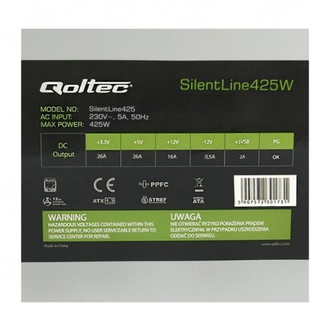 Qoltec Zasilacz Qoltec 02 ATX 425W BULK II (425 W; Pasywne; 120 mm) Qoltec Zasilacz Qoltec 02 ATX 425W BULK II (425 W; Pasywne; 120 mm)