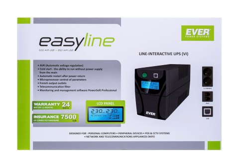 Ever Zasilacz UPS EVER EASYLINE 650AVR USB (T/EASYTO-000K65/00) Ever Zasilacz UPS EVER EASYLINE 650AVR USB (T/EASYTO-000K65/00)