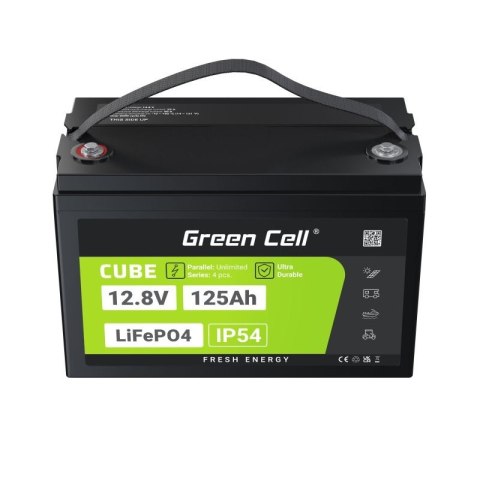 Green Cell GREEN CELL AKUMULATOR LIFEPO4 CUBE 125AH 12V/12.8V 1600WH LFPGC12V125AH Green Cell GREEN CELL AKUMULATOR LIFEPO4 CUBE 125AH 12V/12.8V 1600WH LFPGC12V125AH