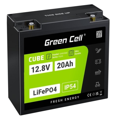 Green Cell GREEN CELL AKUMULATOR LIFEPO4 CUBE 20AH 12V/12.8V 256WH LFPGC12V20AH Green Cell GREEN CELL AKUMULATOR LIFEPO4 CUBE 20AH 12V/12.8V 256WH LFPGC12V20AH