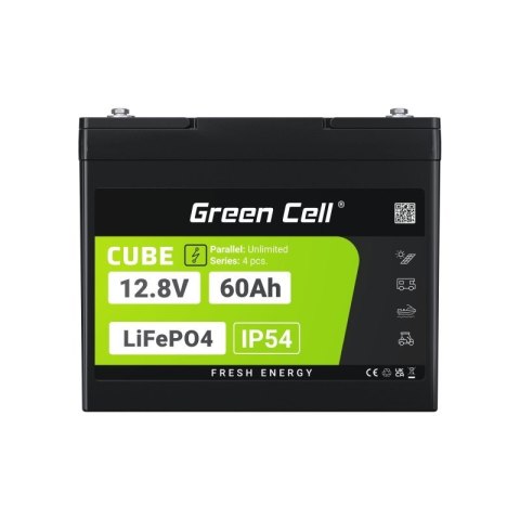 Green Cell GREEN CELL AKUMULATOR LIFEPO4 CUBE 60AH 12V/12.8V 768WH LFPGC12V60AH Green Cell GREEN CELL AKUMULATOR LIFEPO4 CUBE 60AH 12V/12.8V 768WH LFPGC12V60AH