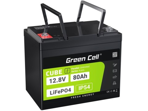 Green Cell GREEN CELL AKUMULATOR LIFEPO4 CUBE 80AH 12V/12.8V 1024WH LFPGC12V80AH Green Cell GREEN CELL AKUMULATOR LIFEPO4 CUBE 80AH 12V/12.8V 1024WH LFPGC12V80AH