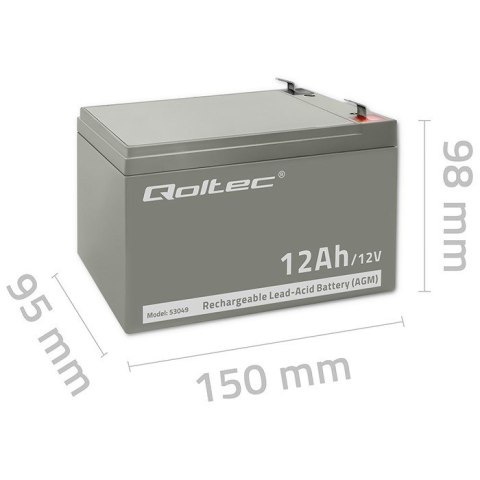 Qoltec QOLTEC AKUMULATOR AGM | 12V | 12AH Qoltec QOLTEC AKUMULATOR AGM | 12V | 12AH