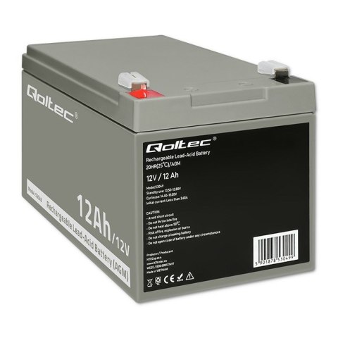 Qoltec QOLTEC AKUMULATOR AGM | 12V | 12AH Qoltec QOLTEC AKUMULATOR AGM | 12V | 12AH