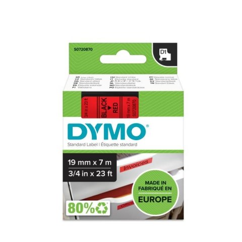 DYMO Dymo- Taśma D1 - 19 mm x 7 m czarny / czerwony DYMO Dymo- Taśma D1 - 19 mm x 7 m czarny / czerwony