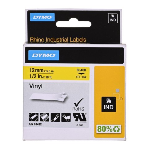 DYMO TAŚMA DYMO WINYLOWA Z TRWAŁYM KLEJEM- ŻÓŁTA 12MM (18432) DYMO TAŚMA DYMO WINYLOWA Z TRWAŁYM KLEJEM- ŻÓŁTA 12MM (18432)