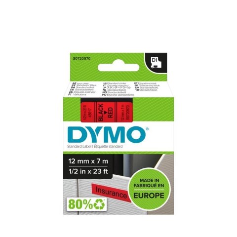 DYMO Taśma DYMO D1 - 12 mm x 7 m, czarny / czerwony S0720570 (12mm ) DYMO Taśma DYMO D1 - 12 mm x 7 m, czarny / czerwony S0720570 (12mm )
