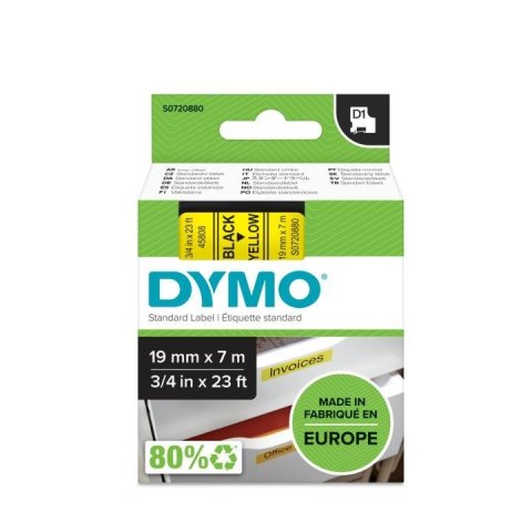 DYMO Taśma DYMO D1 19 mm x 7 m czarny/żółty S0720880 (19mm ) DYMO Taśma DYMO D1 19 mm x 7 m czarny/żółty S0720880 (19mm )