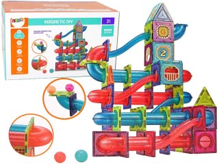 LEAN Toys Magnetyczne Klocki Bloczki 145 Elementów 3D Zjeżdżalnia Dla Piłek