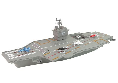 LEAN Toys Statek Lotniskowiec Odrzutowce 5 szt Dźwięk Światła