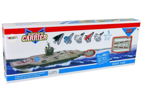 LEAN Toys Statek Lotniskowiec Odrzutowce 5 szt Dźwięk Światła