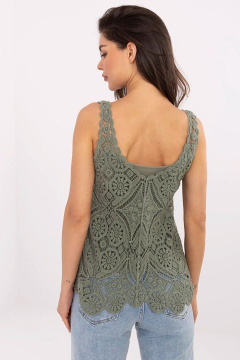 Bluzka Model MI-BZ-9006.75 Khaki - Italy Moda Bluzka Model MI-BZ-9006.75 Khaki - Italy Moda