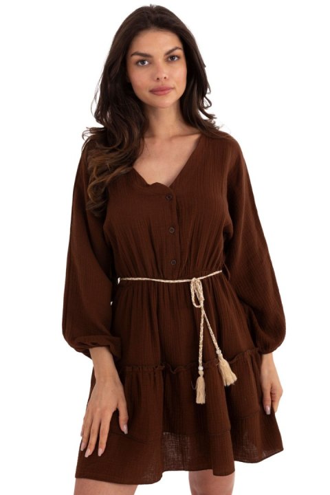 Sukienka Model MI-SK-A5079.27 Dark Brown - Italy Moda Sukienka Model MI-SK-A5079.27 Dark Brown - Italy Moda