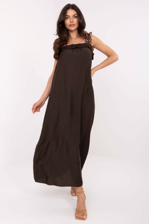Sukienka Model MI-SK-A6412.68 Dark Brown - Italy Moda Sukienka Model MI-SK-A6412.68 Dark Brown - Italy Moda