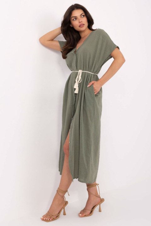 Sukienka Model TW-SK-BI-2022126.59 Khaki - Och Bella Sukienka Model TW-SK-BI-2022126.59 Khaki - Och Bella