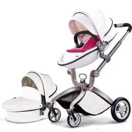 Wózek dziecięcy Hot Mom F22 3w1, regulowane siedzisko, aluminiowa rama, solidne gumowe opony, osłona przeciwdeszczowa, moskitiera, duży kosz do przechowywania
