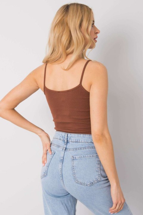 Koszulka Top Model RV-TP-6626.88 Dark Brown - Rue Paris Koszulka Top Model RV-TP-6626.88 Dark Brown - Rue Paris