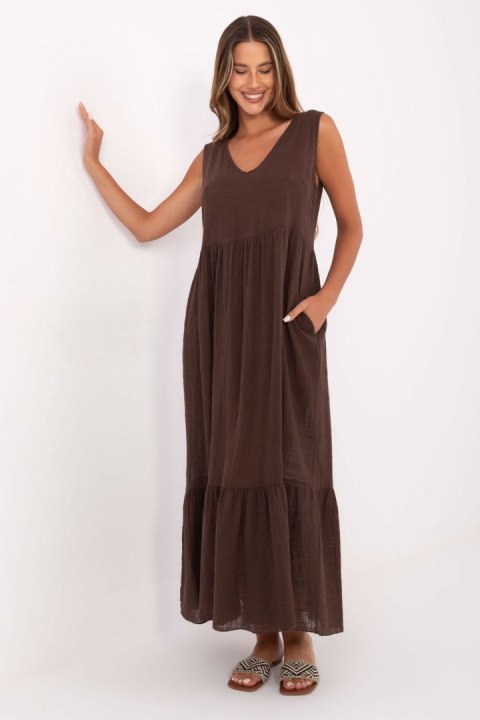 Sukienka Model TW-SK-BI-28007.63 Dark Brown - Och Bella Sukienka Model TW-SK-BI-28007.63 Dark Brown - Och Bella
