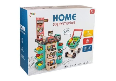 LEAN Toys Zestaw Supermarket Koszyk Sklepowy Waga Czytnik Kart Skaner