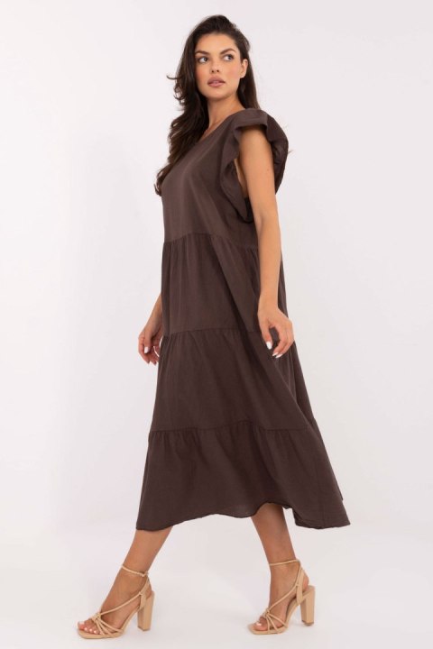 Sukienka Model TW-SK-BI-6-2172.96 Dark Brown - Och Bella Sukienka Model TW-SK-BI-6-2172.96 Dark Brown - Och Bella