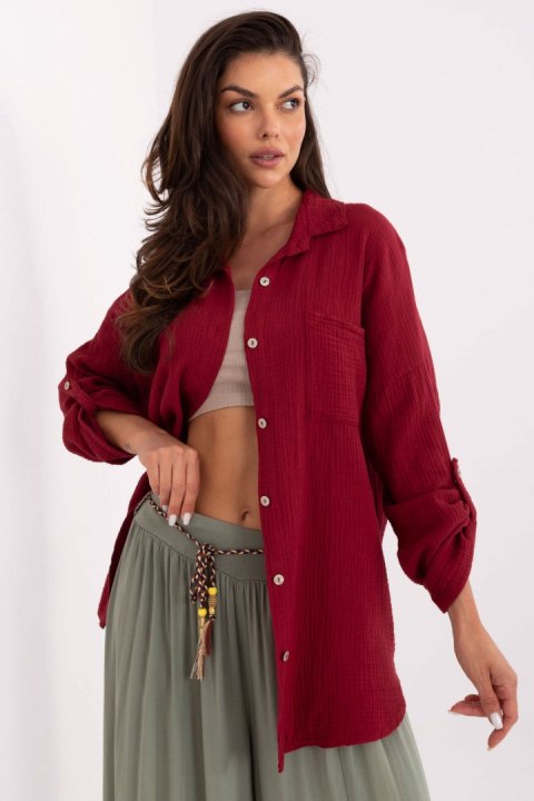 Koszula Damska Model MO-KS-9368.98 Bordo - Italy Moda Koszula Damska Model MO-KS-9368.98 Bordo - Italy Moda