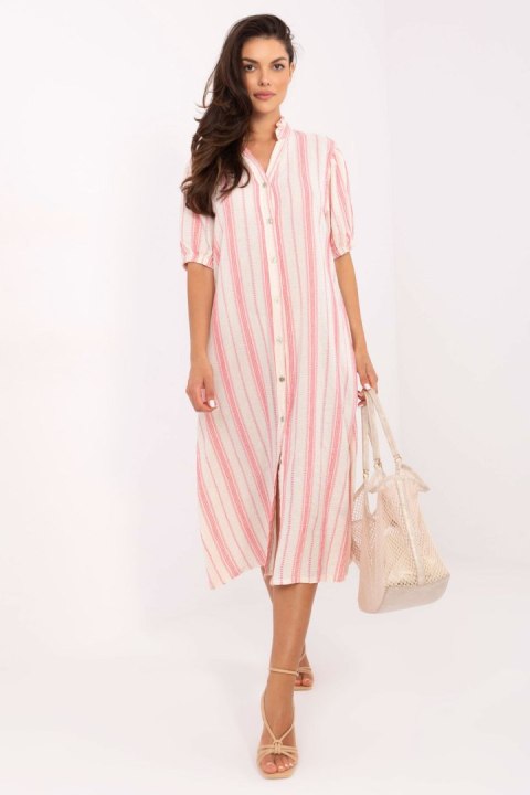 Sukienka Model TW-SK-BI-2451.84 White/Pink - Och Bella Sukienka Model TW-SK-BI-2451.84 White/Pink - Och Bella