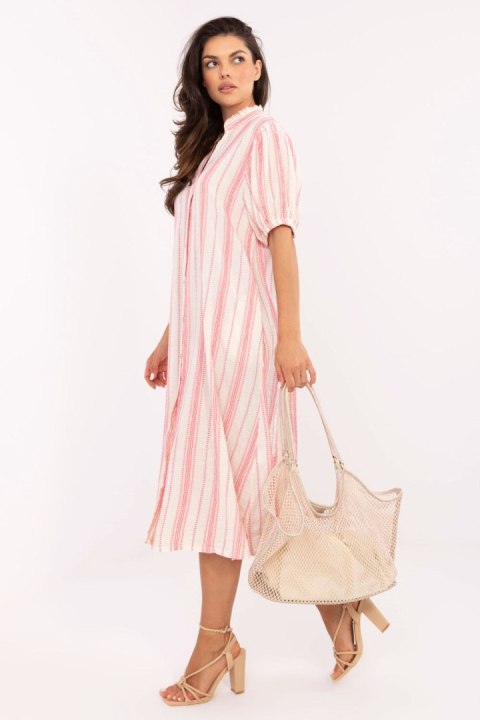 Sukienka Model TW-SK-BI-2451.84 White/Pink - Och Bella Sukienka Model TW-SK-BI-2451.84 White/Pink - Och Bella