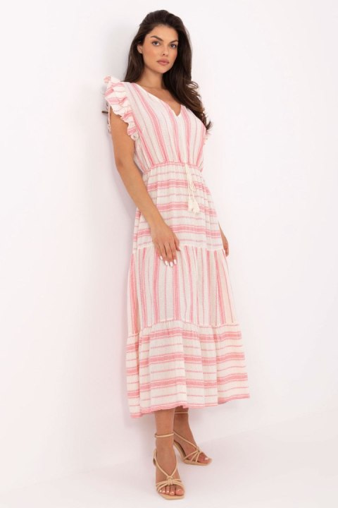 Sukienka Model TW-SK-BI-28760.97 White/Pink - Och Bella Sukienka Model TW-SK-BI-28760.97 White/Pink - Och Bella