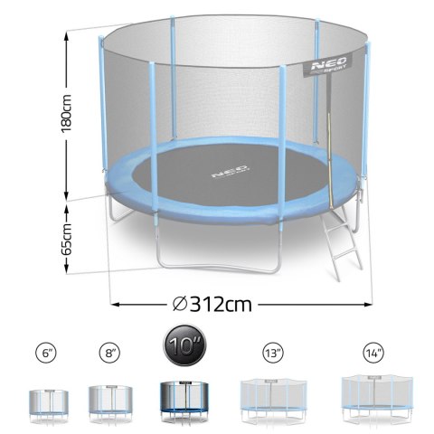 Trampolina ogrodowa 10ft/312cm z siatką zewnętrzną i drabinką Neo-Sport