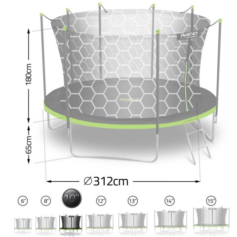 Trampolina ogrodowa 10ft/312cm z siatką wewnętrzną i drabinką Neo-Sport Neo-Sport