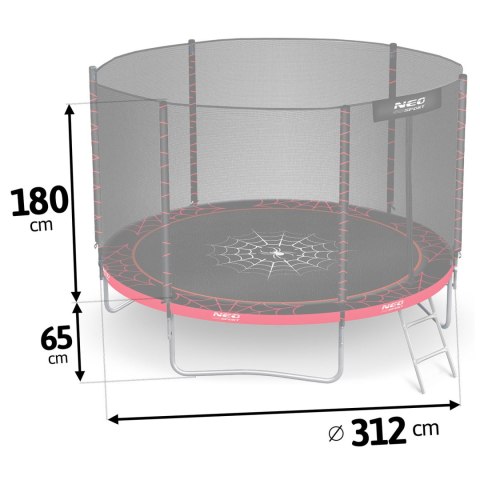 Trampolina ogrodowa 10ft/312cm z siatką zewnętrzną i drabinką Neo-Sport Neo-Sport Trampolina ogrodowa 10ft/312cm z siatką zewnętrzną i drabinką Neo-Sport Neo-Sport