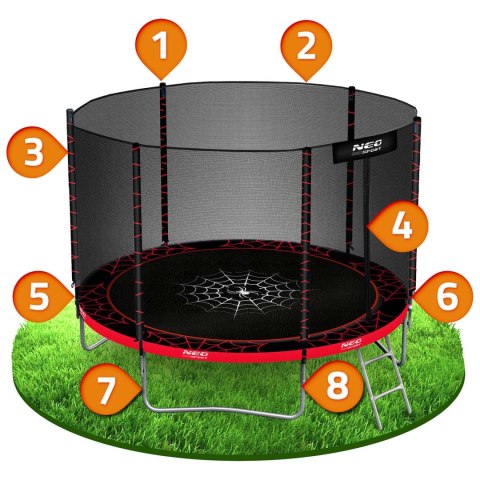 Trampolina ogrodowa 10ft/312cm z siatką zewnętrzną i drabinką Neo-Sport Neo-Sport Trampolina ogrodowa 10ft/312cm z siatką zewnętrzną i drabinką Neo-Sport Neo-Sport