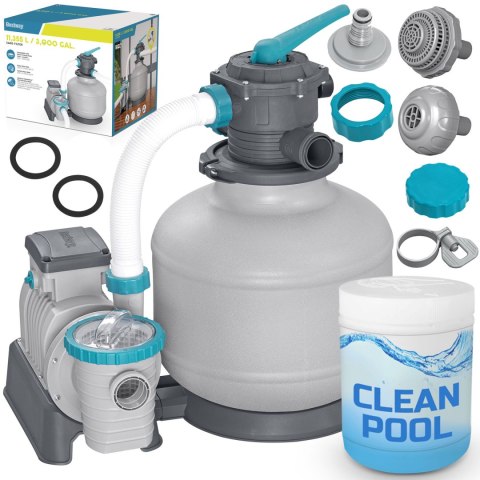Pompa piaskowa do basenów 11355 L/h Bestway 58486 + tabletki multifunkcyjne Bestway