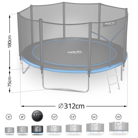 Trampolina ogrodowa 10ft/312cm z siatką zewnętrzną i drabinką Neo-Sport Neo-Sport