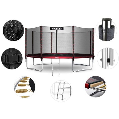 Trampolina ogrodowa 12ft/374cm z siatką zewnętrzną i drabinką Neo-Sport Neo-Sport