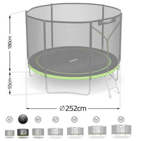 Trampolina ogrodowa 8ft/252cm z siatką zewnętrzną i drabinką Neo-Sport Neo-Sport