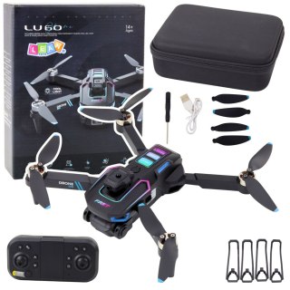LEAN Toys Dron LU60 Podwójna Kamera HD Światła LED Aplikacja Czarny
